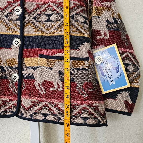 VTG NWT JANE ASHLEY Western Horse Aztec Tribal Tapestry Button Jacket Sz M - Picture 15 of 16